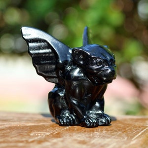 2.2&#39;&#39; Natural Obsidian Gargoyle decor，Quartz crystal Gargoyle carved，Crystal Gargoyle，Home decoe，Crystal ornament，Healing Figurine