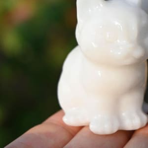 2&#39;&#39; Natural Hand carved White jade cat，quartz crystal，Christams gift，Crystal ornament，Crystal cat carving，Crystal healing