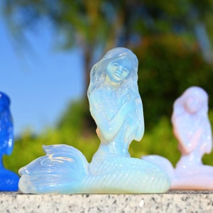 2.6&#39;&#39; Quartz crystal Mermaid Carving，Crystal Mermaid decor，Crystal gift，Mermaid Sculpture，Crystal decor，Crystal gift，Crystal healing