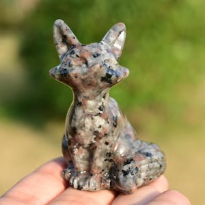2.4&#39;&#39; Natural Yooperlite Fox carving，Crystal Fox figurine，fox statue，Crystal collect，Home decor，Crystal gift，Crystal healing