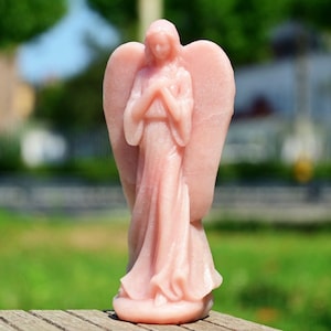4&#39;&#39; Natural Pink Opal Angel， Crystal Angel carved，Crystal Angel decor，Crystal gift，Home decor，Angel Figurine，Reiki healing