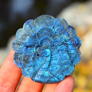 2&#39;&#39; Natural Labradorite peacock carved，Crystal peacock，Crystal pendant，peacock decor，Home decor，Christmas present，Crystal gift，Riki healing