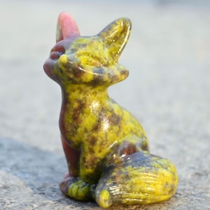 2.4&#39;&#39; Natural Sesame stone Fox carving，Crystal Fox figurine，fox statue，Crystal collect，Home decor，Crystal gift，Crystal healing