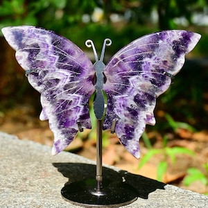 A pair Natural Dream amethyst Butterfly Wings，Crystal Butterfly，Wings Carved，Crystal ornament, Home decor，Crystal gift，Crystal healing