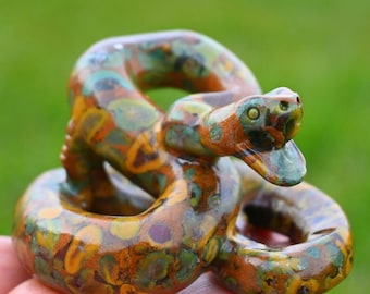 Carved Labradorite Snake Sculpture, Reiki Healing Crystal Decor - Etsy