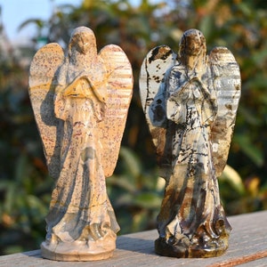 5&#39;&#39; Natural Picture stone Angel，Crystal angel carved，Crystal decor，Angel figurine，Crystal ornament，Crystal gift，Crystal healing 1pc