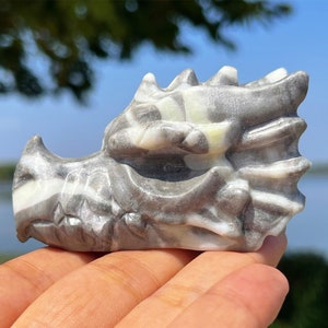 2.8&#39;&#39;Natural Hand carved Shellstone dragon skull，Quartz crystal，Dragon Head，Dragon statue，Crystal gift，Crystal ornament，Crystal dragon skull