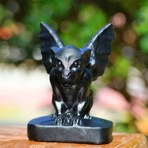 3.2&#39;&#39; Natural Obsidian Gargoyle carved，Crystal gargoyle decor，Gargoyle ornaments，Crystal carving，Crystal gift，Home decor，Riki healing