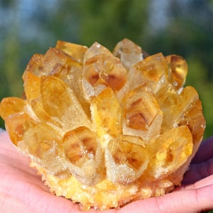 Citrine Quartz Cluster，Home decor，Crystal ornament，Crystal gift，Carved cluster，Crystal vug，Reiki healing