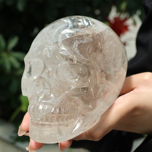 4.88LB Natural Elixir Smokey quartz Skull，Quartz Crystal，Crystal hand carved skull，Crystal ornament，Crystal gift，Healing stone SL162