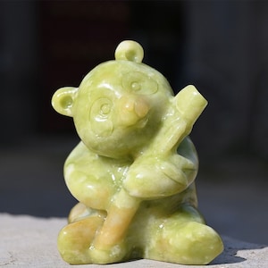 3,3 &#39;&#39; Natürliche handgeschnitzte Jade Panda, Panda Figur, Panda Rock, Kristall Figur, Kristall Ornament, Kristall Geschenk, Kristall Panda, Kristall Heilung