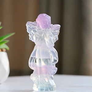 3.2&#39;&#39; Natural Fluorite Angel ，Quartz crystal Angel，Angel carved，Crystal angel，Angel figurine，Crystal gift，Crystal ornament，Reiki healing