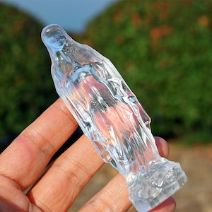 4&#39;&#39; Natural Hand carved Clear quartz Virgin Mary，Goddess figurine，Crystal ornament, Crystal Goddess，Crystal Figurine，Crystal gift