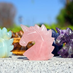 2&#39;&#39; Natural Hand carved Unicorn，Crystal unicorn，Unicorn figurine，Quartz crystal，Crystal gift，Unicorn collect，Home decor，Crystal healing