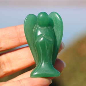 2&#39;&#39; Natural Hand carved Aventurine angel，Quartz crystal carved，Crystal angel，Crystal decor，Crystal gift ，Angel figurine，Crystal healing