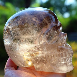 天然石スモーキークォーツのスカル 置物 彫物NO.092906 天然石