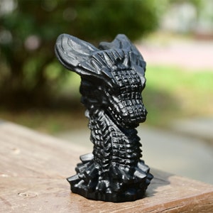3.1'' Natural Obsidian dragon carved，Obsidian dragon skull，Quartz crystal dragon，Crystal dragon  decor，Crystal gift，Crystal healing