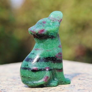 2&#39;&#39; Natural Zoisite wolf figurine，Quartz crystal wolf，Crystal Wolf skull， Wolf Carving，Crystal gift，Crystal ornament，Crystal healing