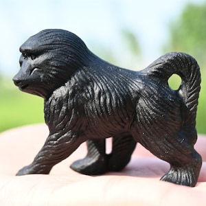 2.8&#39;&#39; Natural Hand carved Obsidian Baboon，quartz crystal，Crystal gift, Crystal Baboon，Crystal Figurine，Crystal ornament, Crystal healing