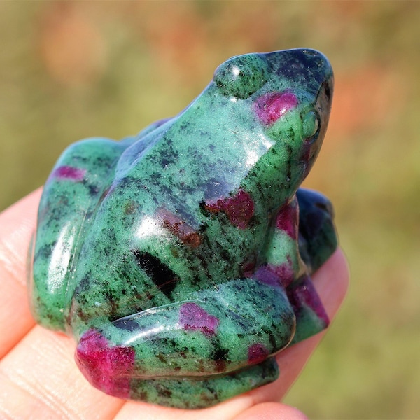 2'' Natural Hand carved Zoisite Frog，Crystal frog，Frog sculpture，Frog Rock，Home decor，Crystal Animal Carved，Crystal ornament，Riki healing