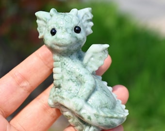 3.2'' 天然ドゥシャン翡翠ドラゴン、クリスタルドラゴン、ドラゴン
