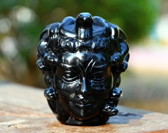 2.3'' Natural Obsidian Medusa Head，Crystal Medusa statue，Medusa carving，Medusa ornament，Crystal gift，Home decor，Reiki healing
