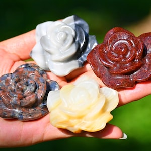 2.5&#39;&#39; Natural Quartz crystal Rose Flower，Rose flower carving，flower ornaments，Crystal gift，Home decor，Crystal ornament，Crystal healing