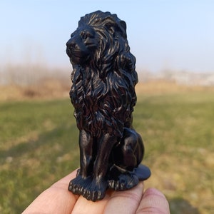 3.2&#39;&#39; Natural Hand carved Obsidian Lion，Quartz crystal，Christmas gift，Crystal gift，Crystal lion，Crystal decor，Healing stone