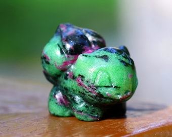 1.2'' Natural Hand carved Zoisite Bulbasaur carved，Crystal frog decor，Crystal frog skull，Crystal decor，Crystal gift ，Crystal healing