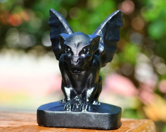 3.2'' Natural Obsidian Gargoyle carved，Crystal gargoyle decor，Gargoyle ornaments，Crystal carving，Crystal gift，Home decor，Riki healing
