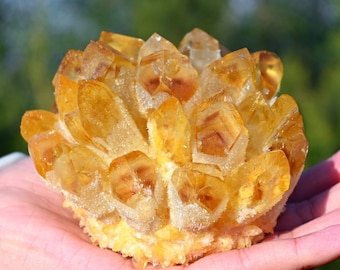 Citrine Quartz Cluster，Home decor，Crystal ornament，Crystal gift，Carved cluster，Crystal vug，Reiki healing