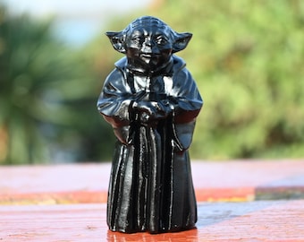 3'' Natural Hand carved Obsidian Yoda，Yoda Carved，Crystal Yoda，Yoda Rock，Home Decor，Crystal Figurine，Crystal Gift，Crystal ornament