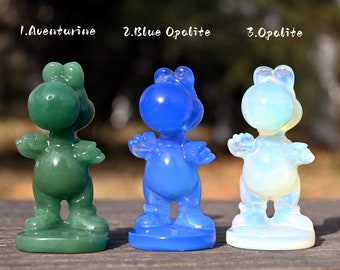2.4'' Natural Hand carved Crystal Yoshi，Crystal gift，Yoshi statue，Crystal ornament，Crystal Yoshi，Home Decor，Crystal gift，Crystal healing