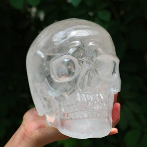 5.74kg Natural Clear quartz Skull decor，Crystal skull ornament，Quartz Crystal Skull carved，Crystal gift，Crystal collection，Reiki heal SL539