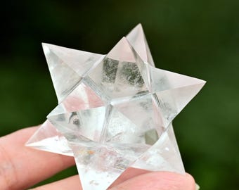 2.2" Natural Clear quartz Merkaba，Crystal Merkaba Star，Crystal Geometry，Concentration memory energetic，Crystal Dodecahedron，Crystal Energy