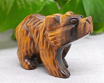 2'' Natural Hand carved Tiger's Eye Bear，quartz crystal，Crystal bear，Crystal decor，Christmas gift ，Crystal ornament,Crystal healing