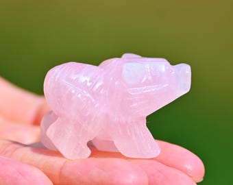 1.6'' Natural Rose quartz bear carving，Crystal bear decor，Crystal bear Figurine，Crystal bear，Home decor，Reiki healing