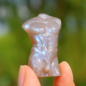 1.6&#39;&#39; Natural Hand carved Moonstone Male model Body，quartz crystal，Moonstone Male Body Model，Crystal Model，Crystal collect,Crystal healing