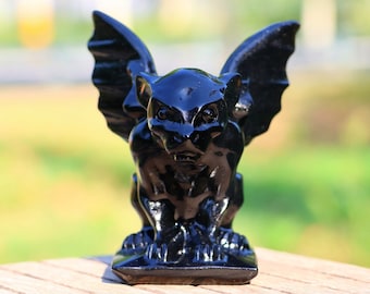 3'' Natural Hand carved Obsidian Gargoyle，Crystal Gargoyle decor，Quartz Gargoyle statue，Crystal gift，Home decor，Crystal healing