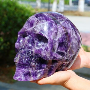 7.52KG+ Natural Dream amethyst skull carved，Dream amethyst skull decor，Home decor，Crystal ornament，Crystal Skull，Crystal healing WK690