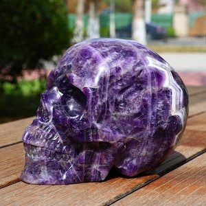 8.69KG+ Natural Dream amethyst skull carved，Dream amethyst skull decor，Home decor，Crystal ornament，Crystal Skull，Crystal healing WK688