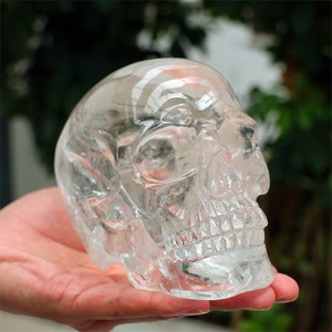 1.53KG Natural Clear Quartz Skull，Hollow out skull carved，Crystal ornament，Crystal gift，Crystal skull decor，Crystal healing SL-500