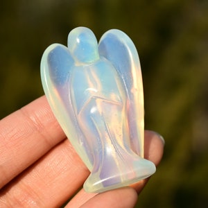2&#39;&#39; Hand carved Opalite Angel，Quartz crystal，Crystal Angel，Crystal decor，Birthday gift ，Crystal ornament，Angel figurine，Crystal healing
