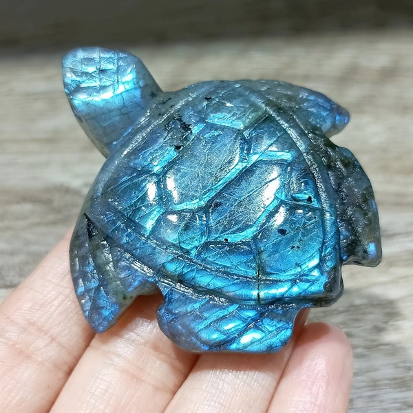 2''Natural Hand carved Labradorite sea turtle skull，quartz crystal，Crystal sea turtle，Crystal decor，Crystal ornament，Crystal healing