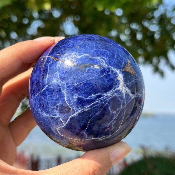 60mm+ Natural Sodalite Sphere, Quartz Crystal Sphere，Sodalite ball，Crystal ornament，Crystal ball，Crystal gift，Chakra Reiki healing