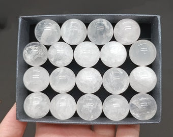 15 mm 天然手彫りクリアクォーツボール、クォーツクリスタル