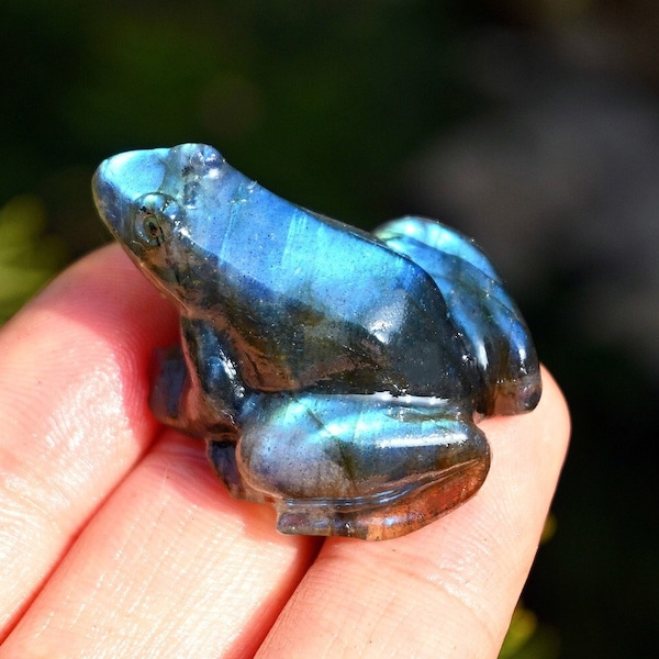 1.4'' Natural Hand carved Labradorite Frog，Quartz crystal，Crystal frog，Frog skull，Frog figurine，Crystal decor，Crystal gift ，Crystal healing