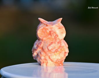 2インチ天然水晶フクロウ、水晶フクロウの彫刻、フクロウの置物、水晶