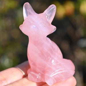 2.4&#39;&#39; Natural Rose quartz Fox carving，Crystal Fox figurine，fox statue，Crystal collect，Home decor，Crystal gift，Crystal healing
