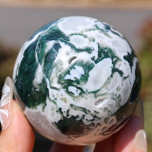 55mm+ Natural Moss agate Sphere , Quartz Crystal Sphere，Crystal ornament，Crystal ball，Home decor，Crystal gift